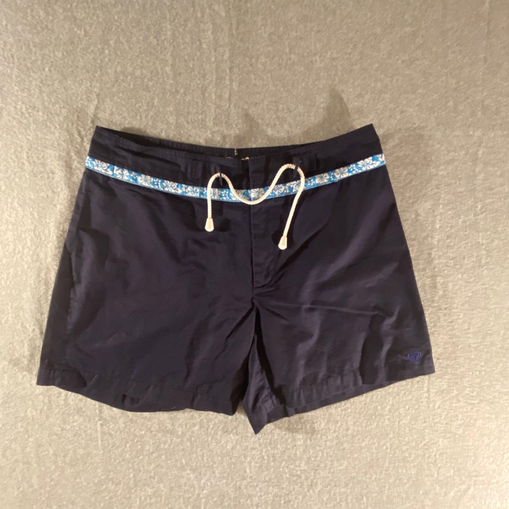 Quiksilver QSD womens XL Board Shorts Navy Blue Floral Trim Swim Trunks
